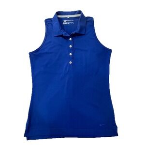Nike Golf Sport Women's Sleeveless Polo Shirt S Royal Blue Dri-Fit Collared Logo